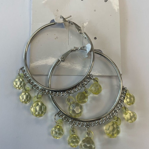 Hoop earrings like new with yellow stones