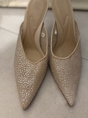 Mule glitter μπεζ παπούτσια Zara σαν καινούργια μέγεθος 38