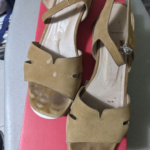 Wonders women's sandals used, leather, Spanish, size 38, beige brown