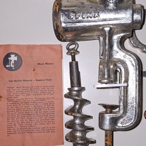 Manual Meat Grinder used with all parts, some oxidation