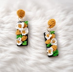 Handmade earrings with lemons and lemon blossoms
