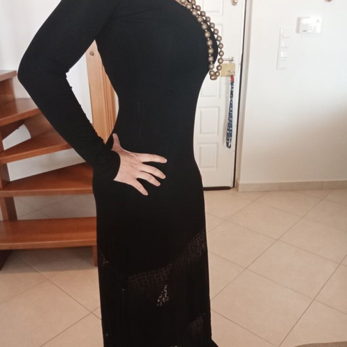Benissimo black long sleeve dress like new with lace rows