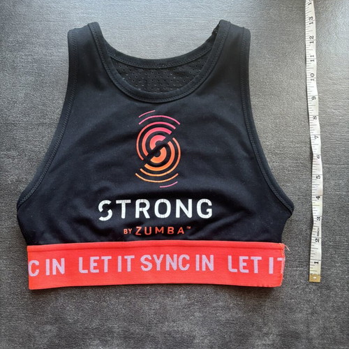 Strong by Zumba sports bra like new, black with red elastic band