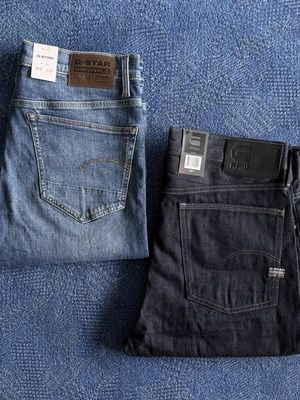 G-Star Raw 3301 Straight and Type 49 Relaxed jeans new, blue, men's size M