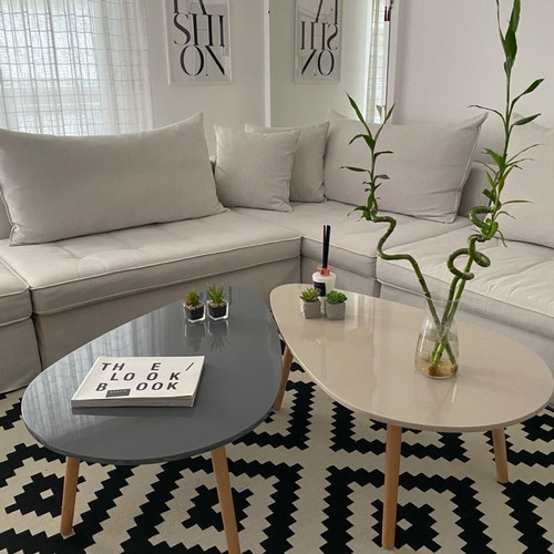 Coffee table set new in gray and ecru color