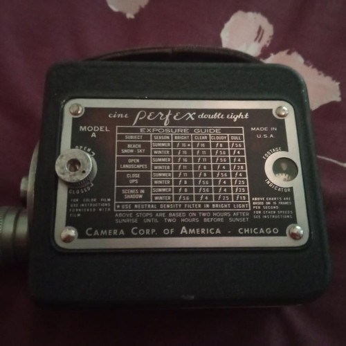Cine Perfex Double Eight film camera used with Wollensak 1/2" f/2.5 lens