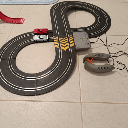 Majorette fire station and Maisto Tech racetrack like new