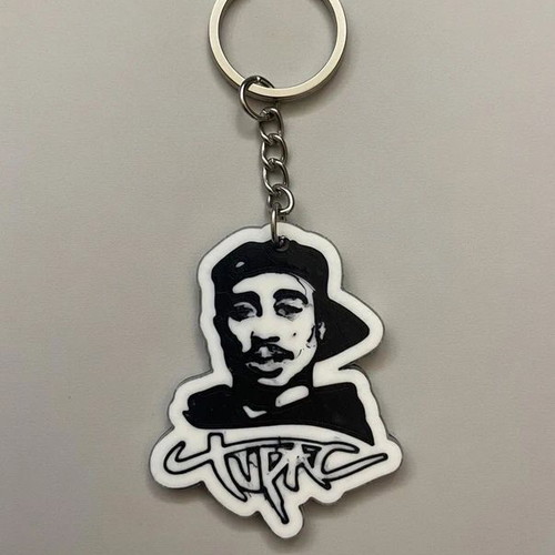 2Pac Keychain new, black and white