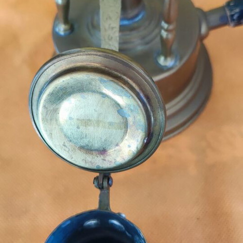 Vintage brass spirit lamp and carved coffee pot like new
