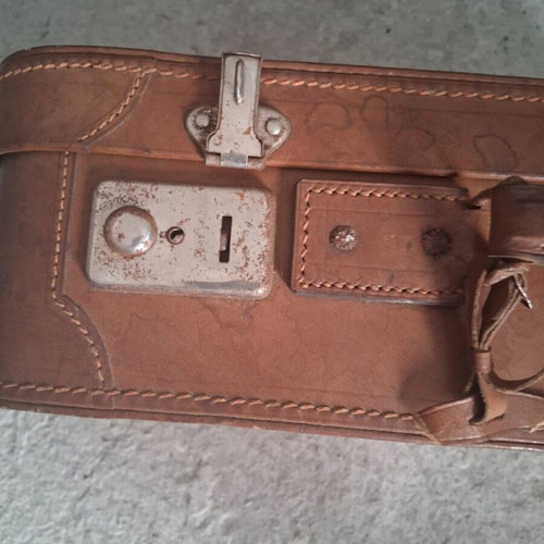 Leather suitcase 1930-40 used, brown, 50x33x14 cm