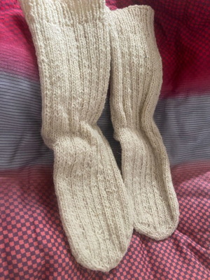 Knitted socks new, handmade, white