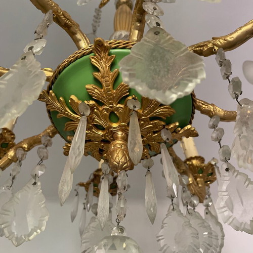 Vintage six-light ceiling chandelier classic baroque style 1950