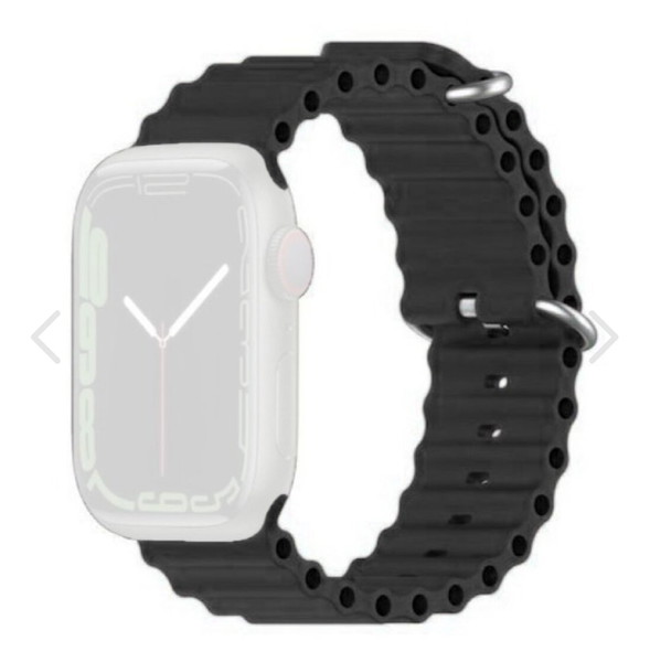 Λουράκι Ocean Band Wave Σιλικόνης Apple Watch 42/44/45/49mm Μαύρο