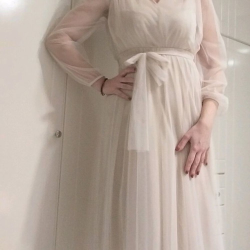Midi tulle dress like new, beige, size M