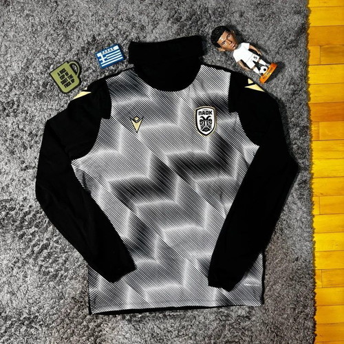 PAOK FC training shirt, black and white, size S, Macron