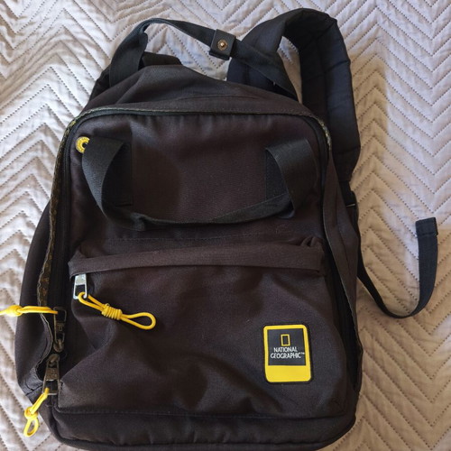 National Geographic backpack used, black and yellow