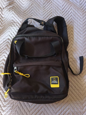 National Geographic backpack used, black and yellow