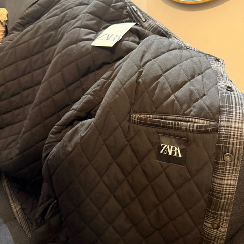 Zara men's jacket cardigan new, black and gray, size XL