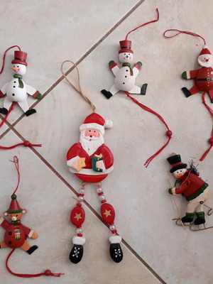 Vintage wooden Christmas ornaments used, pack