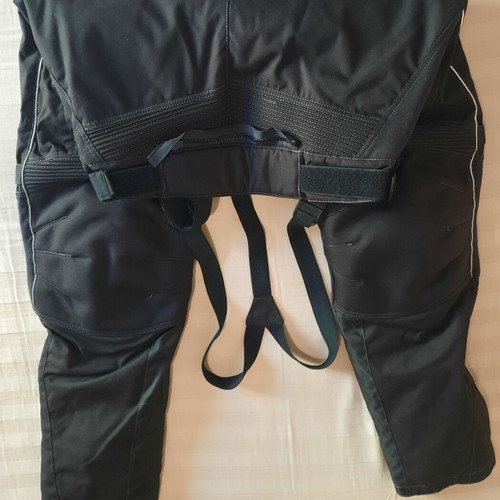 Cordura motorcycle pants with knee protectors and suspenders