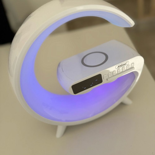 Andowl Bluetooth 4-in-1 Speaker with Wireless Charger, Alarm Clock and Clock like new