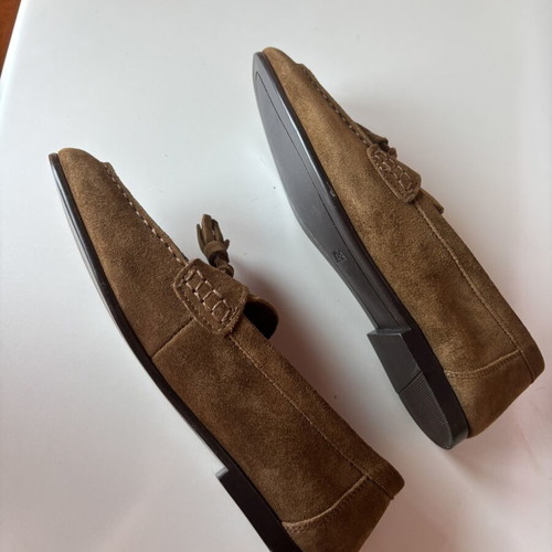 Zara leather moccasin loafers with tassels size 37 like new, brown