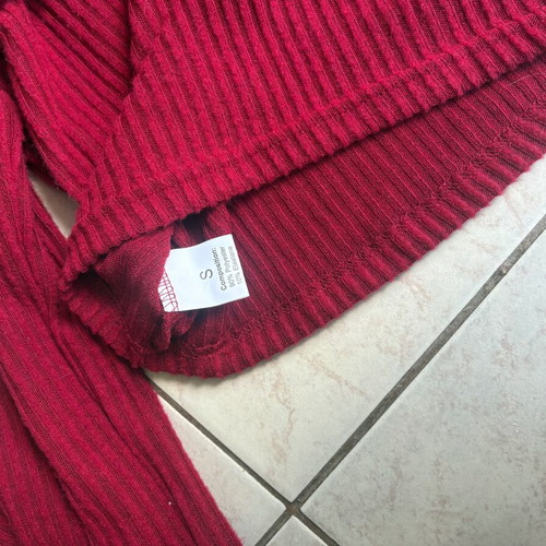 Set of flared pants and off-shoulder blouse like new, burgundy