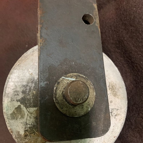 Nautical heavy-duty lifting pulley used, handmade construction