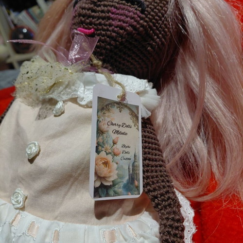 Handmade crochet amigurumi doll new with lace dress