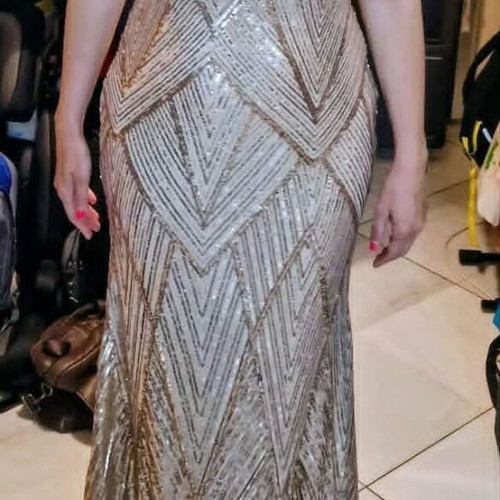 Gold long evening dress with sequins new Shein size L