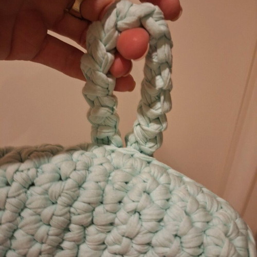 Knitted bagpack like new, turquoise