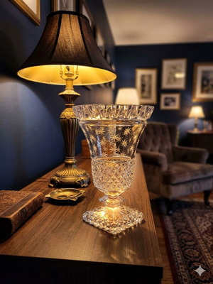 Vintage Hollywood Regency France Crystal Glass Cupvase like new