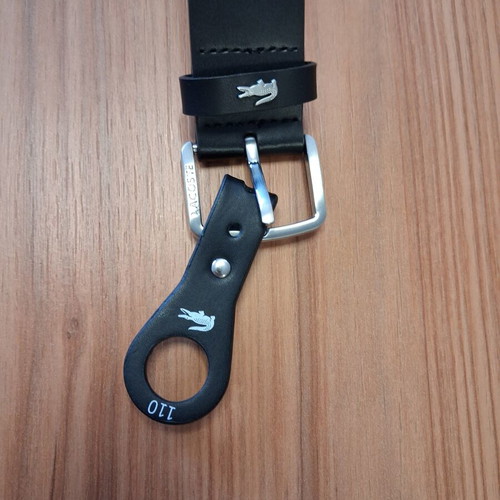 Lacoste leather belt 110 cm, black, men's