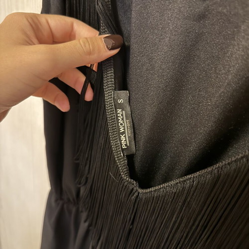 Pink Woman black jumpsuit with open back