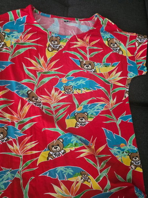 Moschino dress new, red with tropical print and bear