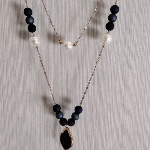 Ozze stainless steel double necklace new