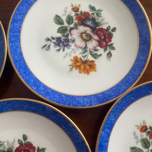 Scherzer Bavaria porcelain plate set cobalt blue floral mint condition