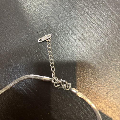 Stainless steel necklace with extension like new, silver