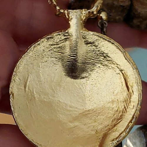 Vintage handmade boho necklace with pocket watch pendant and ceramic stones like new