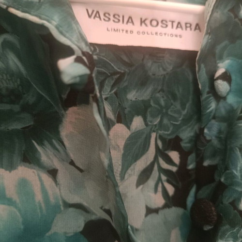 Vassia Kostara green dress with flowers like new