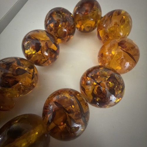 Vintage tabletop komboloi used, amber resin 50cm