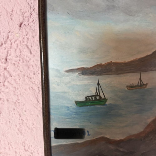 Painting framed print with glass, 21x25cm