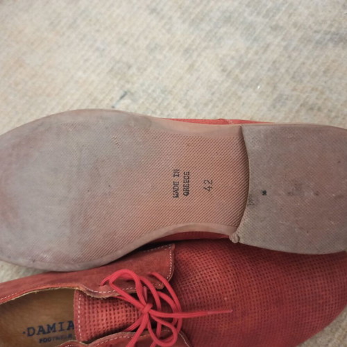 Damiani leather suede men's shoes used, red, size 42