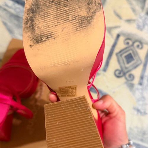 Pink neon sandals like new, size 40, thick heel