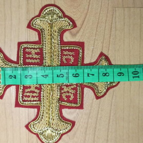 Set of 9 new ecclesiastical crosses with gold embroidery on red fabric
