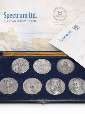Set of 7 Silver Medals Crete 70 Years Union 999 Fine Silver Spectrum 1979