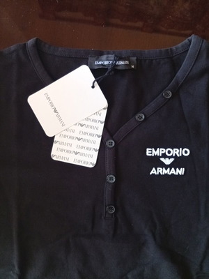 Emporio Armani women's blouse black medium new, short sleeve with buttons