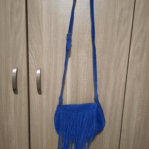 Women's crossbody bag with fringes like new, blue