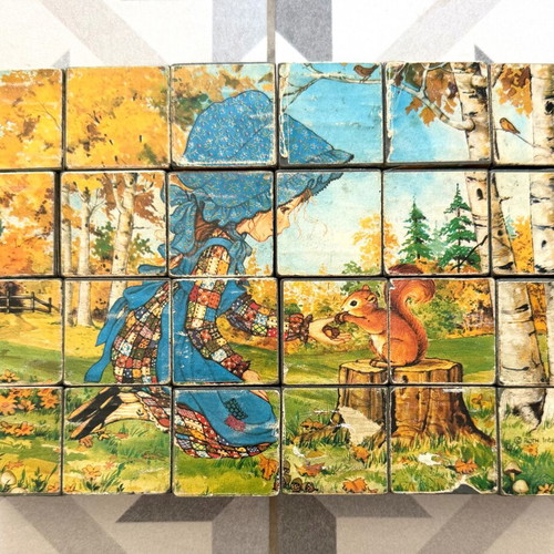 Vintage Sarah Kay Educational Puzzle with 24 Cubes used