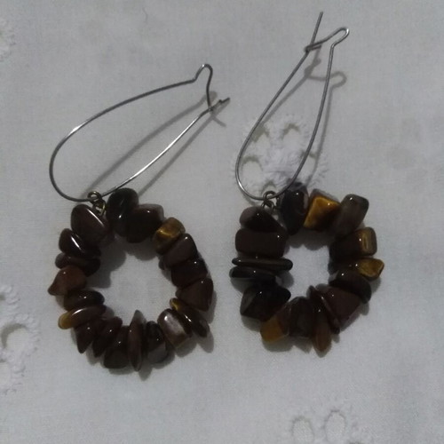 Handmade earrings with tiger's eye stone new